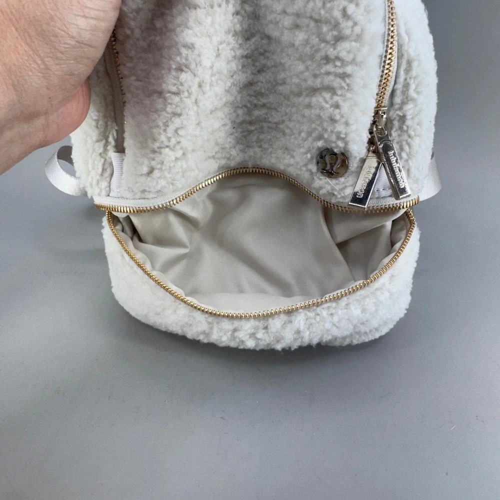 Lululemon City Adventurer Nano Backpack O/S White Fleece Sherpa Cozy Athleisure